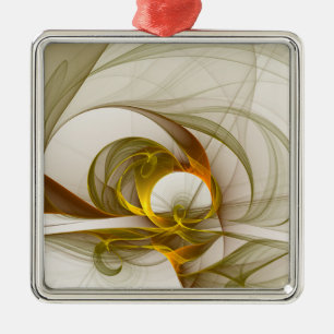 Moderne Abstracte edelmetaalkleuren Fractal Metalen Ornament