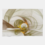 Moderne Abstracte edelmetaalkleuren Fractal Theedoek (Horizontaal)