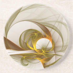 Moderne Abstracte edelmetaalkleuren Fractal Zandsteen Onderzetter