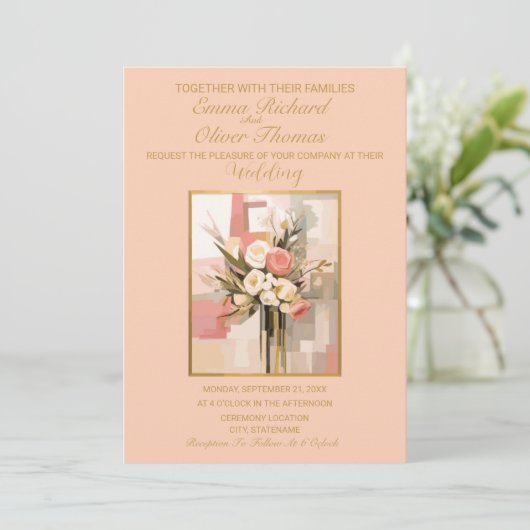 Moderne Abstracte Elegante Huwelijksuitnodiging Kaart (Staand voorkant)