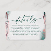 Moderne Abstracte Emerald Green Wedding Details Informatiekaartje (Voorkant)