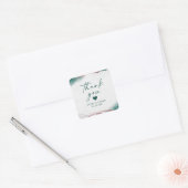 Moderne Abstracte Emerald Groene Bruiloft Dank u Vierkante Sticker (Envelop)