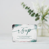 Moderne Abstracte Emerald Wedding Website RSVP Informatiekaartje (Staand voorkant)