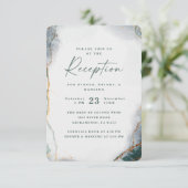 Moderne Abstracte Eucalyptus Groene Trouwreceptie Informatiekaartje (Staand voorkant)