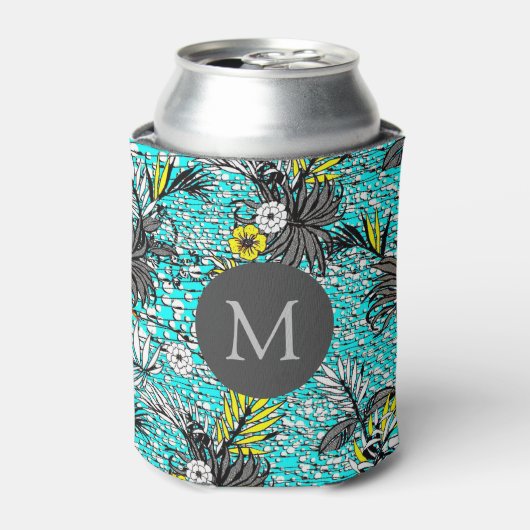 Moderne Abstracte exotische tekenmonogram Blikjeskoeler (Blikje Voorkant)