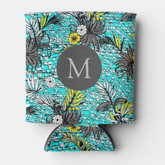 Moderne Abstracte exotische tekenmonogram Blikjeskoeler (Voorkant)