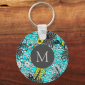 Moderne Abstracte exotische tekenmonogram Sleutelhanger (Voorkant)