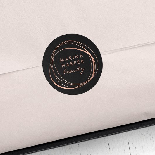 Moderne Abstracte Faux Roos Gold Logo Ronde Sticker