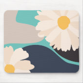 Moderne Abstracte Floral Blauwgroen Muismat (Voorkant)