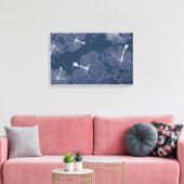 Moderne Abstracte Floral in Navy Blue Canvas Afdruk (Insitu (Woonkamer))