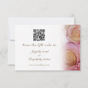 Moderne Abstracte Floral QR Code Wedding RSVP Kaar
