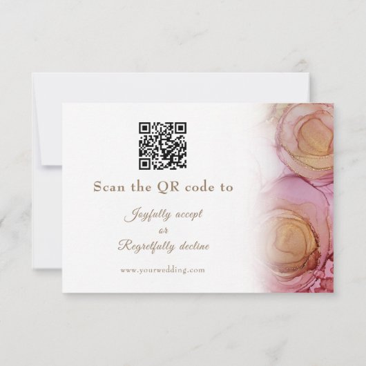 Moderne Abstracte Floral QR Code Wedding RSVP Kaar (Achterkant)