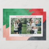 Moderne Abstracte foto Collage Red Green Feestdagenkaart (Voorkant / Achterkant)