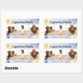 Moderne abstracte fotocollage afstuderen goudblauw rechthoekige sticker (Vel)