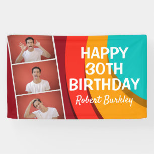 Moderne Abstracte fotocollage   Birthday Banner