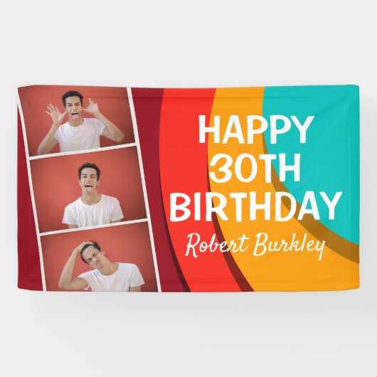 Moderne Abstracte fotocollage | Birthday Banner (Horizontaal)