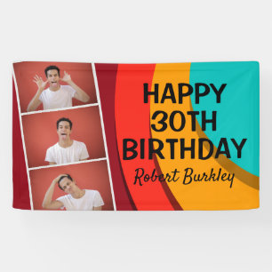 Moderne Abstracte fotocollage   Geboortedag Spandoek