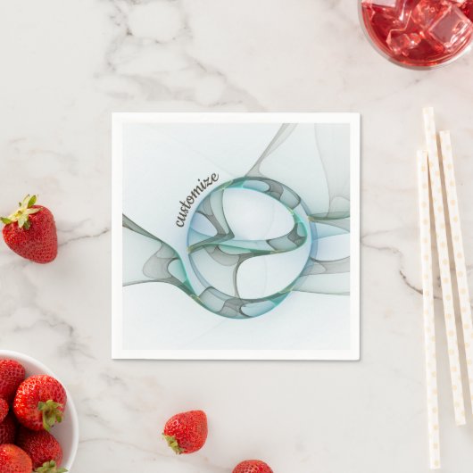 Moderne Abstracte Fractal Blue Turquoise Grey Text Servet (Insitu)