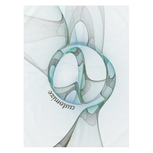 Moderne Abstracte Fractal Blue Turquoise Grey Text Tafelkleed (Voorkant)