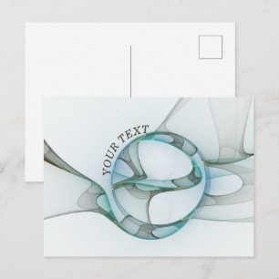 Moderne Abstracte Fractale Blauwe Turquoise Grijze Briefkaart