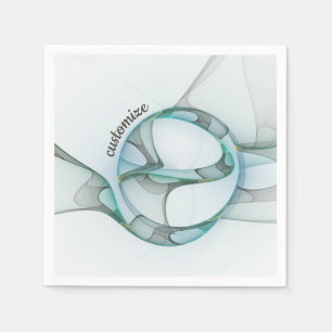 Moderne Abstracte Fractale Blauwe Turquoise Grijze Servet