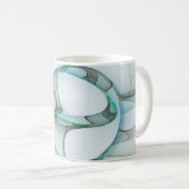 Moderne Abstracte Fractale Kunst Blauw Turkoois Gr Koffiemok (Voorkant rechts)