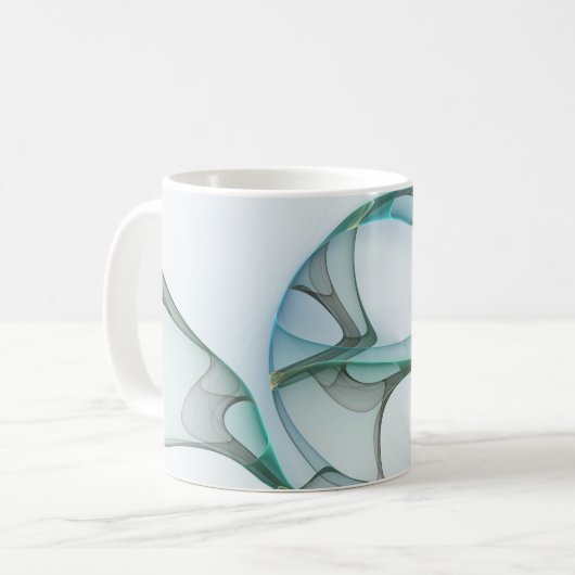 Moderne Abstracte Fractale Kunst Blauw Turkoois Gr Koffiemok (Voorkant links)