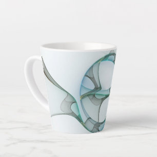 Moderne Abstracte Fractale Kunst Blauw Turkoois Gr Latte Mok
