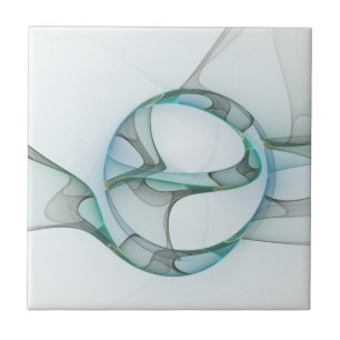 Moderne Abstracte Fractale Kunst Blauw Turkoois Gr Tegeltje
