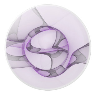 Moderne Abstracte Fractale Kunst Lavendelgrijs Keramische Knop