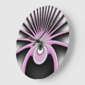 Moderne Abstracte fractale Kunst roze grijze zwart Grote Klok (Hoek)