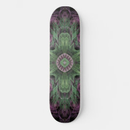 Moderne Abstracte Fractale Paarse en Groene Ontwer Skateboard