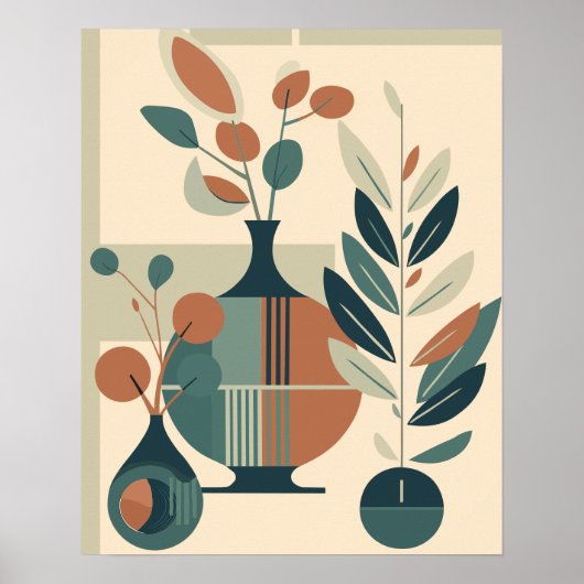 Moderne Abstracte gassen en Planten uit het midden Poster (Voorkant)