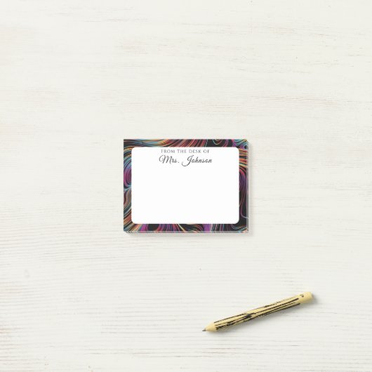 Moderne Abstracte gekrulde regenboogpatroondocent Post-it® Notes (Op bureau)