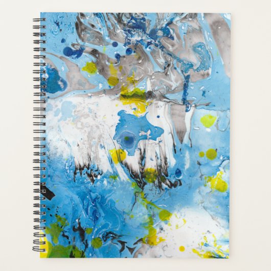 Moderne Abstracte gele blauwe groene Sjabloon Tren Planner (Voorkant)