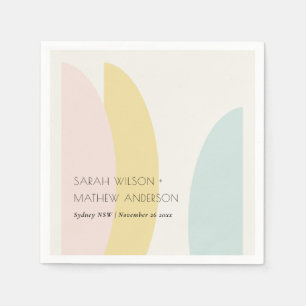 Moderne Abstracte Gele Blush Aqua Blauwe Trouw Servet