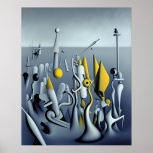 Moderne Abstracte gele gebroken witte vormen Poster