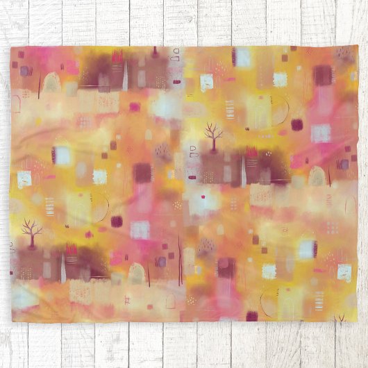 Moderne Abstracte gele Waterverf kunst Fleece Deken