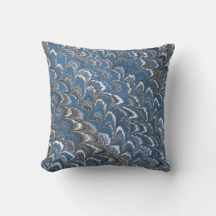 Moderne Abstracte gemarmerde textuur Blauw schilde Kussen