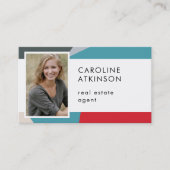 Moderne Abstracte Geometrische Foto QR Code Visitekaartje (Voorkant)