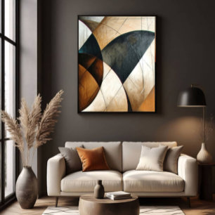 Moderne Abstracte Geometrische Getextureerde Aarde Canvas Afdruk