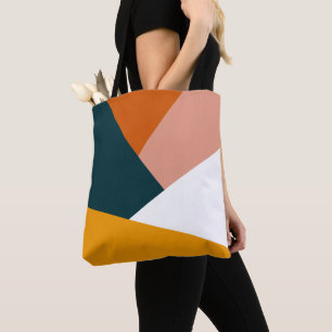 Moderne abstracte geometrische kleurenblokpatroon draagtas