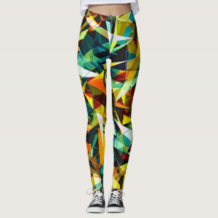 Moderne Abstracte Geometrische Kleurrijke Kristal Leggings