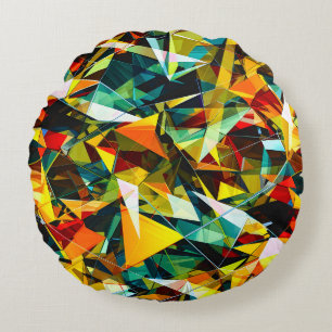Moderne Abstracte Geometrische Kleurrijke Kristal Rond Kussen