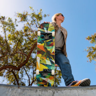 Moderne Abstracte Geometrische Kleurrijke Kristal  Skateboard