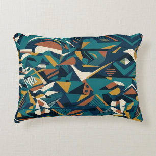 Moderne Abstracte Geometrische Kunst - Retro Teal Accent Kussen