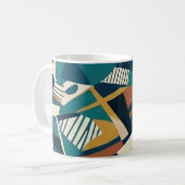 Moderne Abstracte Geometrische Kunst - Retro Teal Koffiemok (Voorkant links)