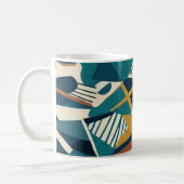Moderne Abstracte Geometrische Kunst - Retro Teal Koffiemok (Links)