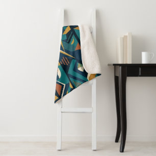 Moderne Abstracte Geometrische Kunst - Retro Teal Sherpa Deken