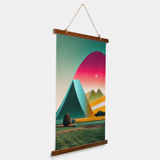 Moderne Abstracte geometrische landschapskunst lev Hangend Wandkleed (Gebogen)